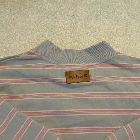 Parke Valentine’s Day Mockneck Pullover Lavender Darling Stripe Size XXL New - Picture 4 of 10